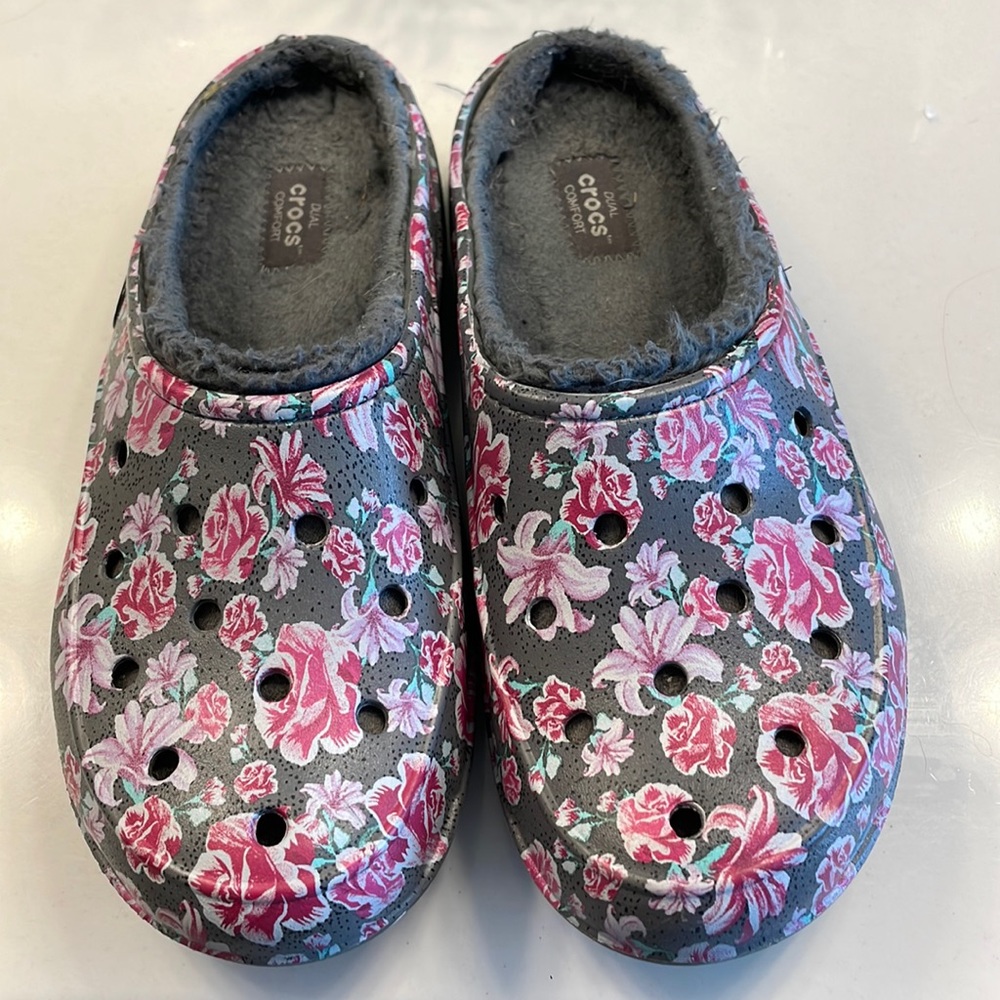 Fuzzy slip on crocs